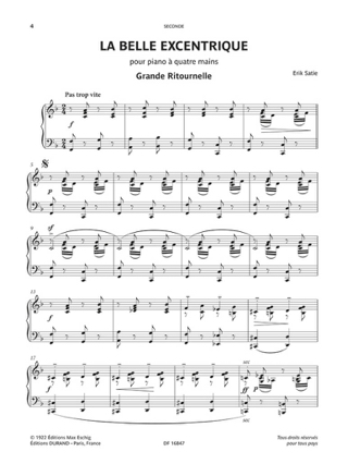 La Belle Excentrique. 4 Mains - SATIE - Partition - Piano